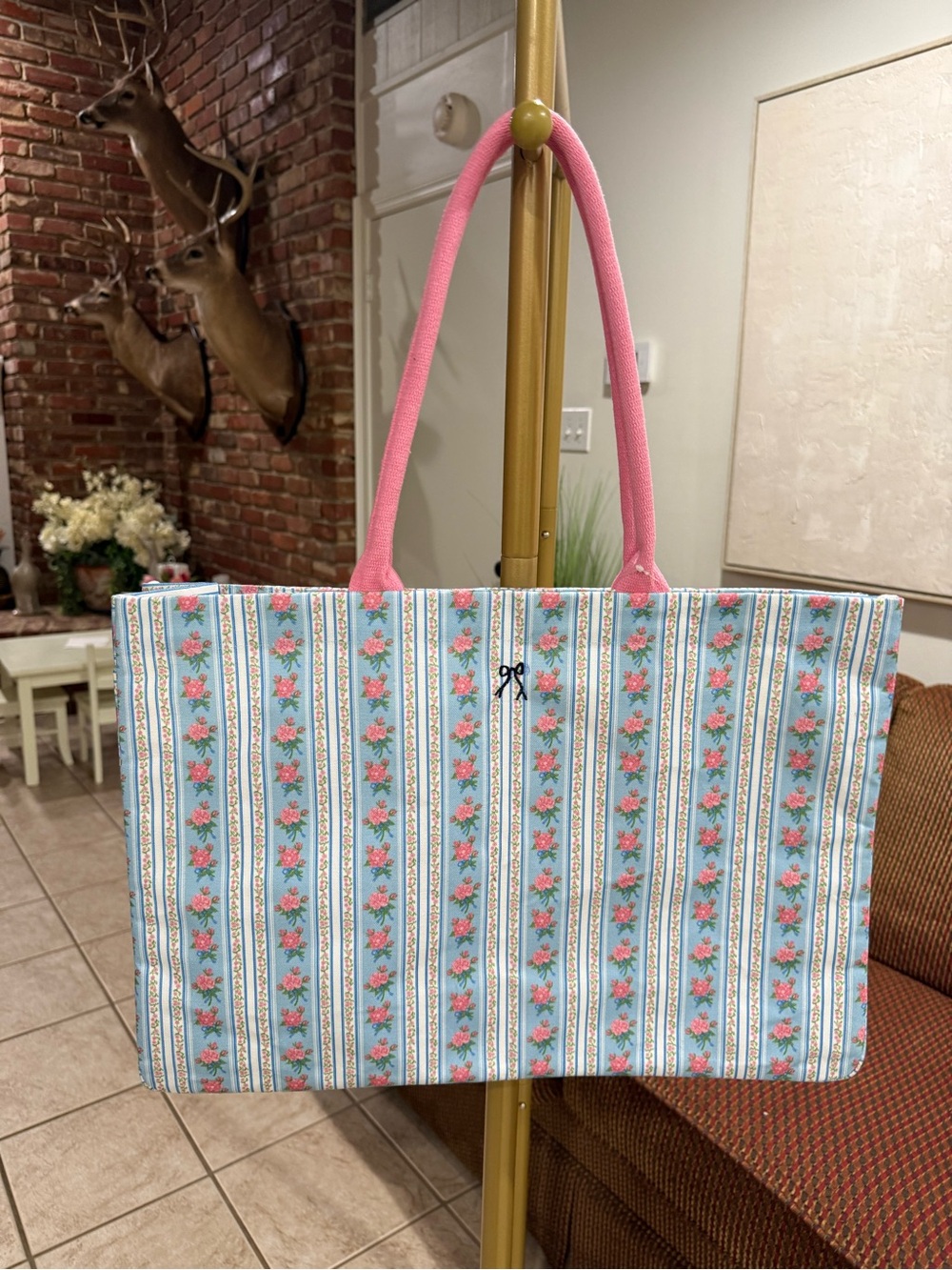 Simply Southern Floral Striped Large Tote Bag NWT